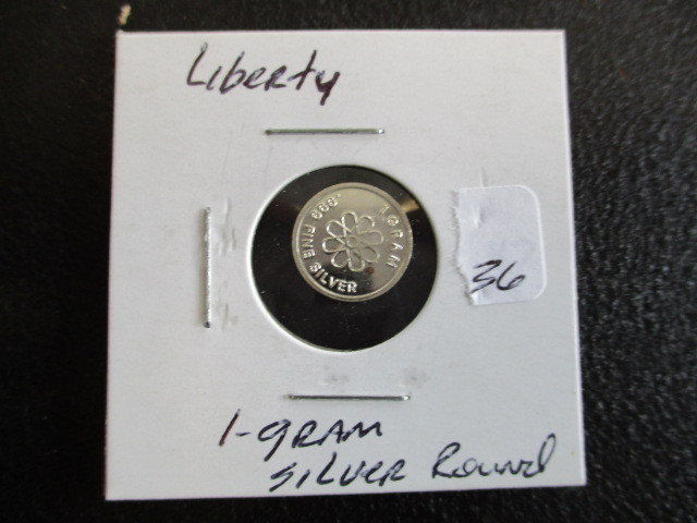 lot 36 image: Liberty 1g Silver Round