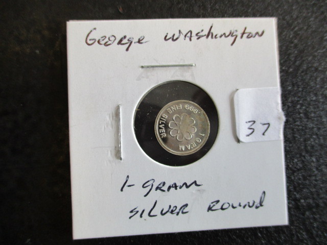 lot 37 image: George Washington 1g Silver Round