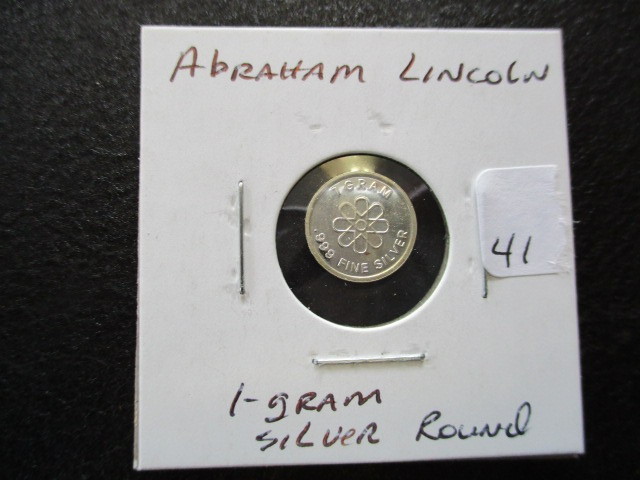 lot 41 image: Abraham Lincoln 1g Silver Round