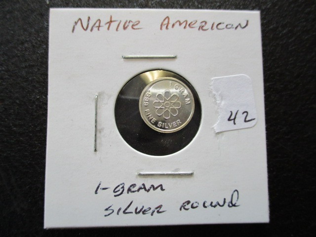 lot 42 image: Native American 1g Silver Round