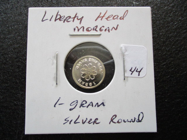 lot 44 image: Morgan Liberty Head 1g Silver Round