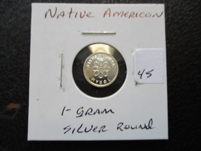 lot 45 image: Native American 1g Silver Round