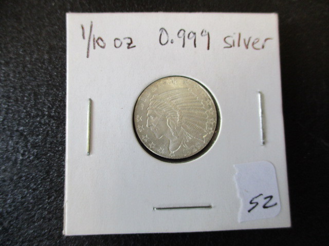 lot 52 image: 1929 Golden Gate Mint Liberty Head 110 oz 99.9% Silver