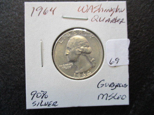 lot 69 image: Gorgeous MS60 1964 Washington Quarter