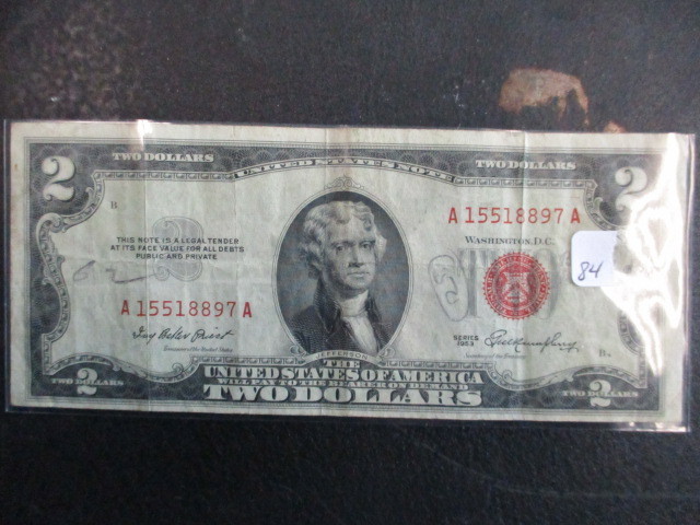 lot 84 image: Series 1953 Red Seal $2 Note