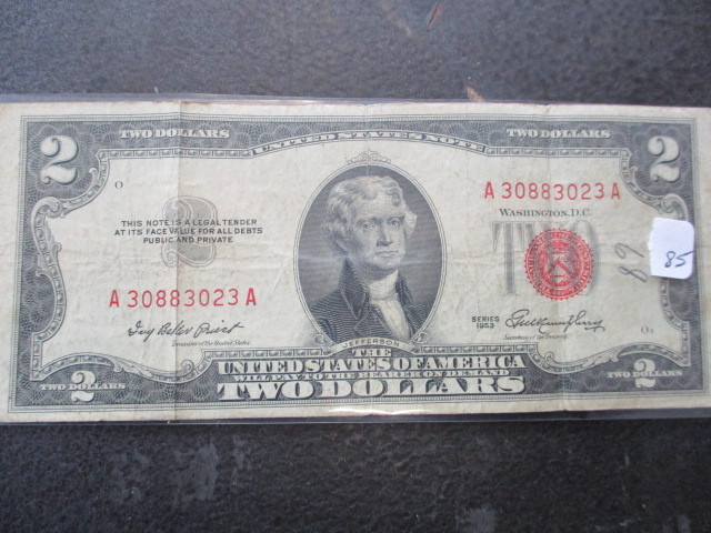 lot 85 image: Series 1953 Red Seal $2 Note