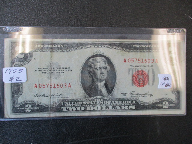 lot 100 image: Extra Fine 1953 $2 Red Seal Note