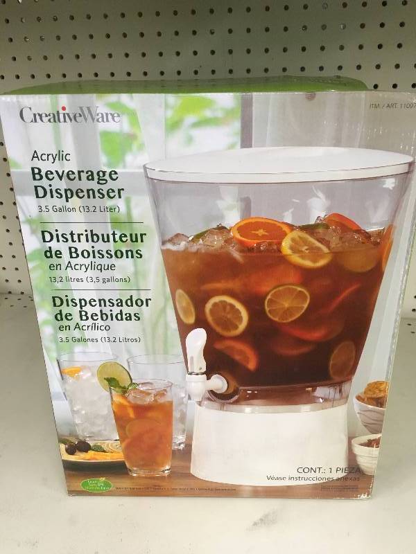lot 16 image: Creative Bath 3.5 Gallon Beverage Dispenser, Retail $19.99