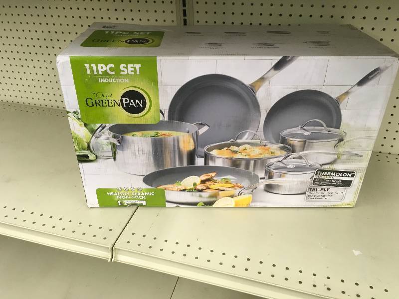 lot 25 image: Greenpan 11PC Stainless Steel Cookware, Retail $229.99
