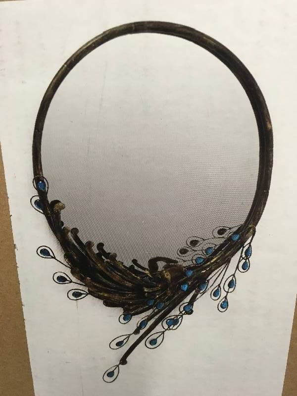lot 28 image: Style at Home with Margie 37 Hand-Painted Jeweled Peacock Mirror, Retail $59.99