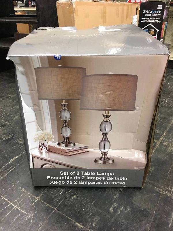 lot 33 image: 2PK Crystal Table Lamps, Retail $69.99
