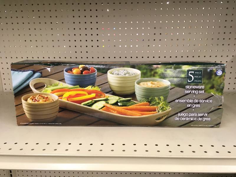 lot 39 image: Bico 5PC Condiment Stoneware Serving Set, Retail $12.99