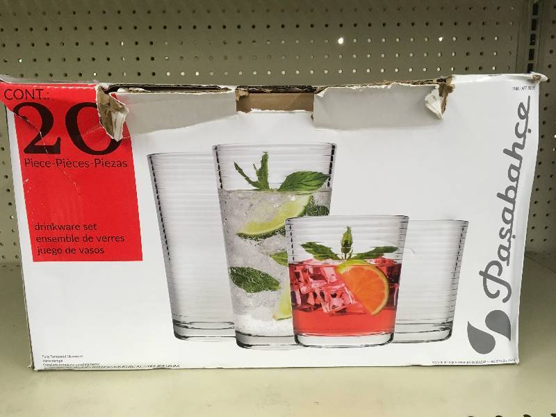 lot 54 image: Sisecam 20PC Drinkware, Retail $16.99