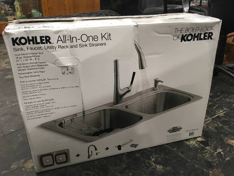 lot 63 image: Kohler Stainless Steel Sink Faucet, Retail $279.99