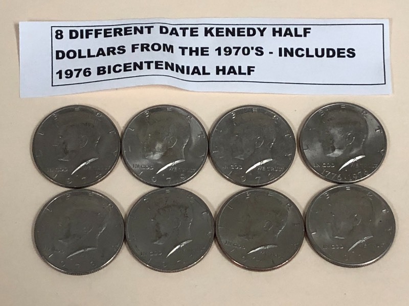 (8) Kennedy Half Dollars---1970s