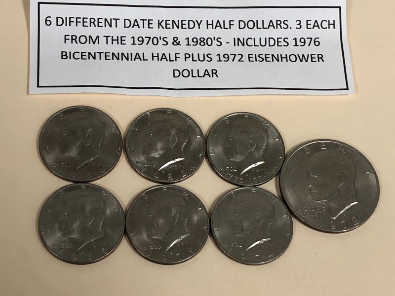 (6) Kennedy Half Dollars---1970s & 1980s