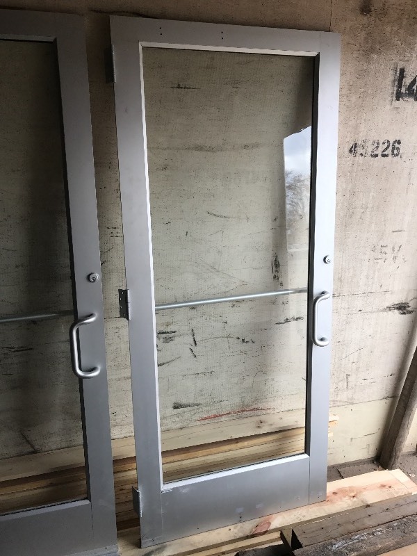 lot 17 image: (3) Commercial Aluminum-Framed Entry Doors