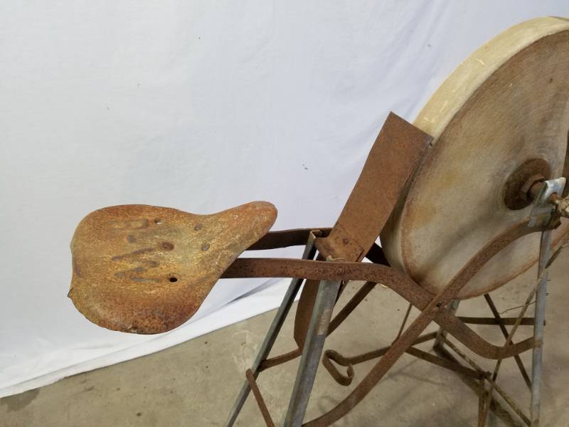 Antique R w Riding Pedal Grinding Wheel Sharpening Stone Garden