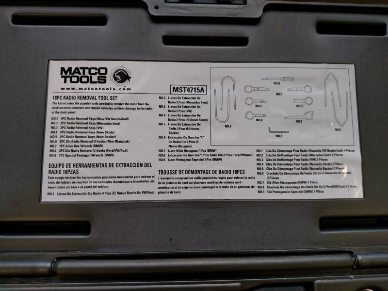 lot 115 image: Matco Radio Removal Set...