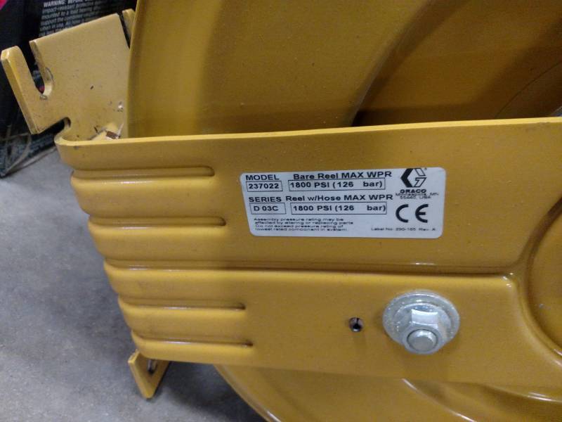lot 177 image: Graco Pneumatic Oil Hose Reel with Hose...
