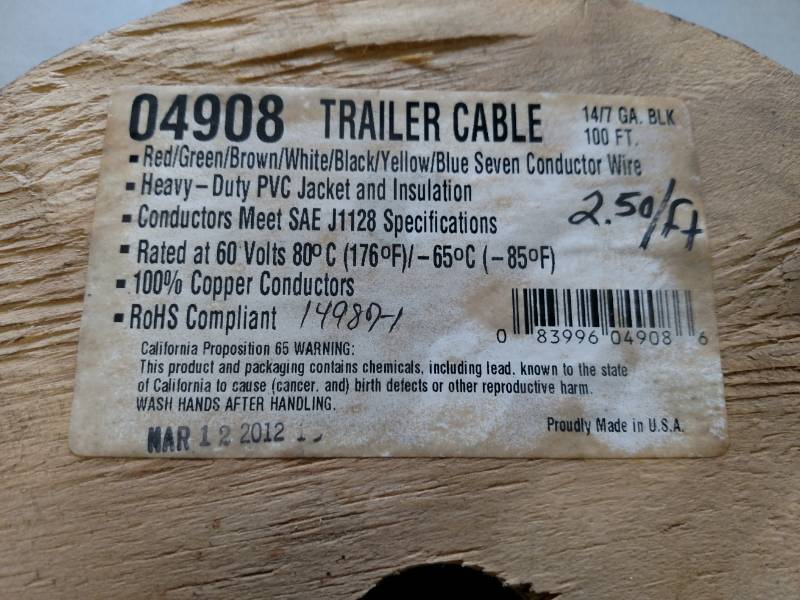 lot 269 image: 100 147 Trailer Cable...