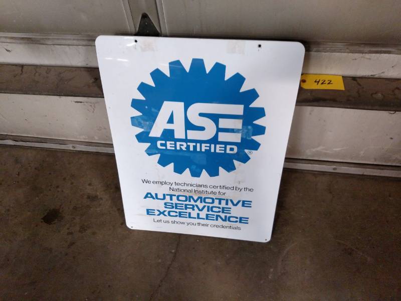 lot 422 image: ASE Certified Aluminum Sign, 22x29...