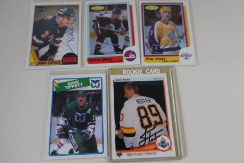 5 Signed NHL Sioux Alum Cards