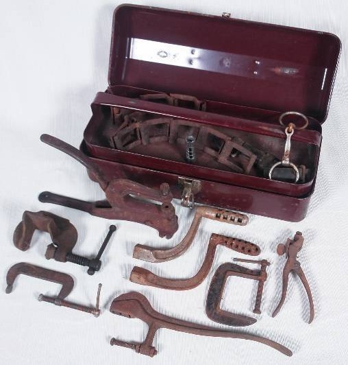 lot 74 image: Vintage Tool Box with varied Tools and Parts