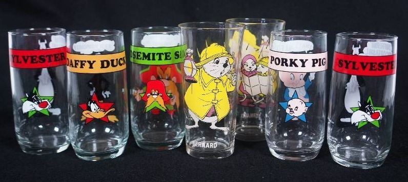 lot 77 image: Seven Glass Character Tumblers