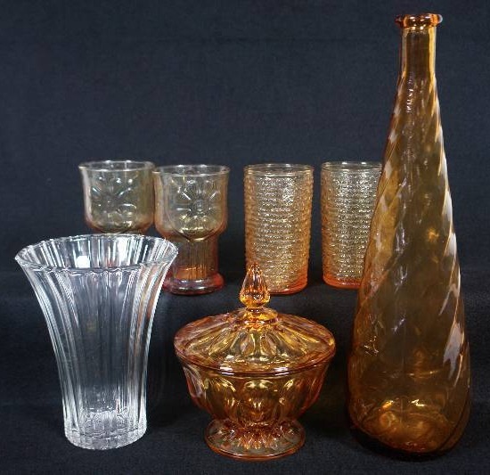 lot 80 image: Glasses, Candy Dish, & Vases