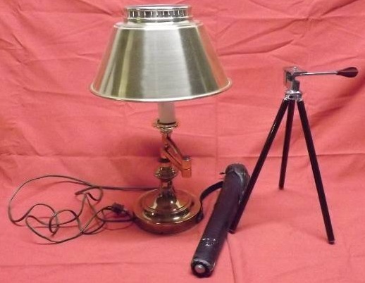 lot 254 image: Vintage Tripod and Metal Lamp