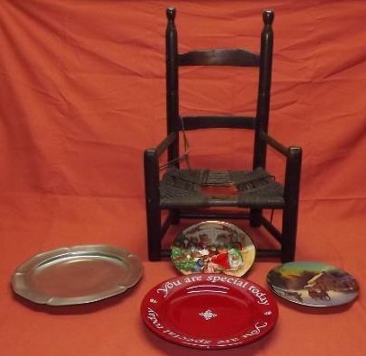 lot 259 image: Small Chair and Decorative Plates