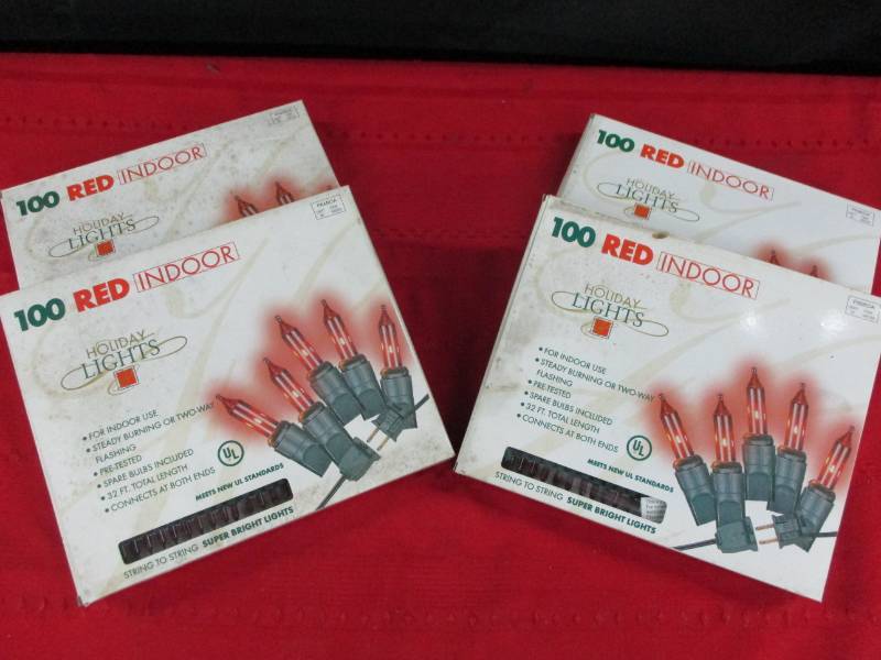 4 sets of Red indoor Xmas lights Unopened
