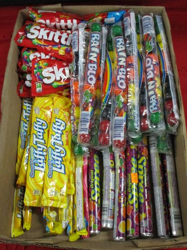 50 various taffy, skittles, gum. Spree
