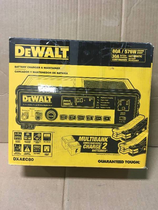 lot 7 image: DEWALT 30 Amp Multi Bank Battery Charger with 80 Amp Engine Start  in like new condition