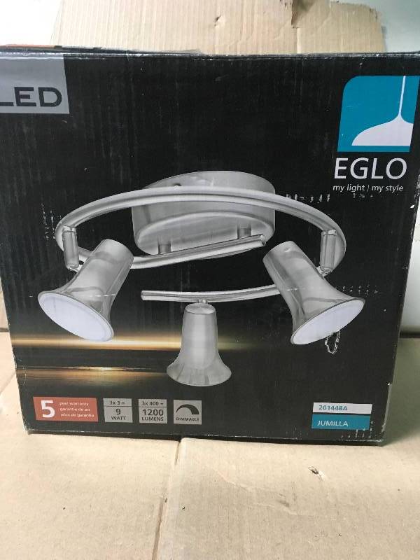 lot 11 image: EGLO Jumilla LED 3-Light Matte Nickel Ceiling Track Lighting Kit  in like new condition