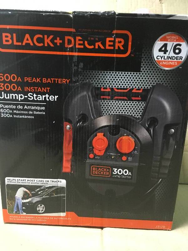 lot 17 image: Black and Decker J312B 300 Amp Portable Jump Starter USED