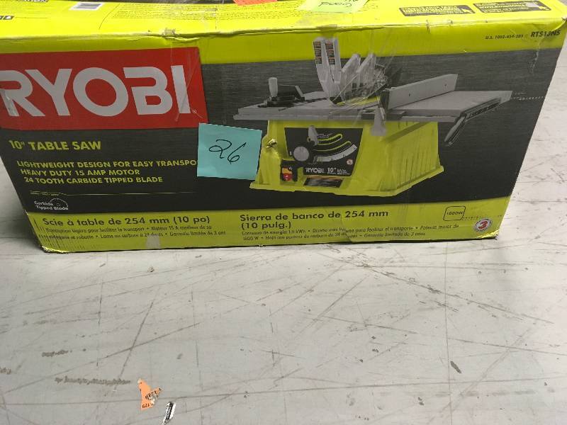 lot 26 image: Ryobi 10 in. 15 Amp Table Saw in good condition