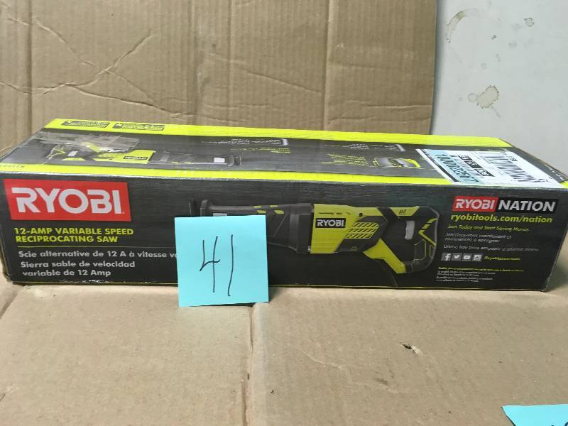 lot 41 image: RYOBI RJ186V 12 Amp Reciprocating Saw in good condition