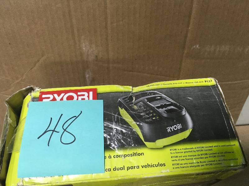 lot 48 image: Ryobi 18-Volt ONE In-Vehicle Dual Chemistry Charger for use with 12V DC Outlet USED in good condition