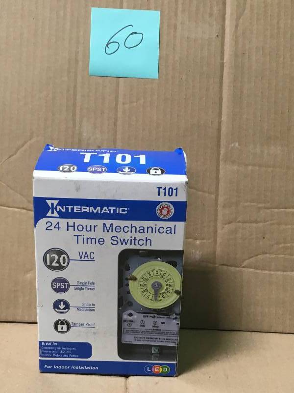 lot 60 image: Intermatic T101 Series 40 Amp 125-Volt SPST 24-Hour Mechanical Time Switch with Indoor Enclosure