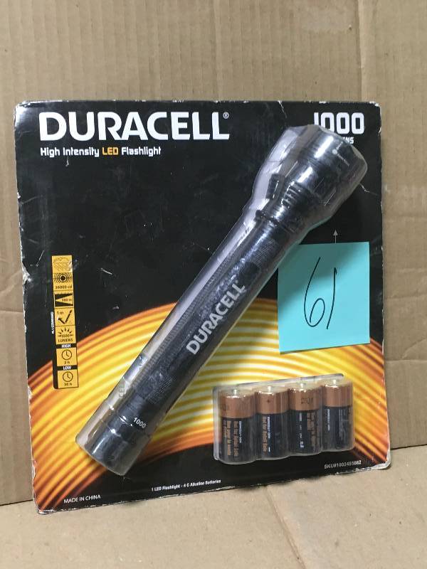 lot 61 image: Duracell 1000-Lumen LED Flashlight with Batteries TC060A00 not used