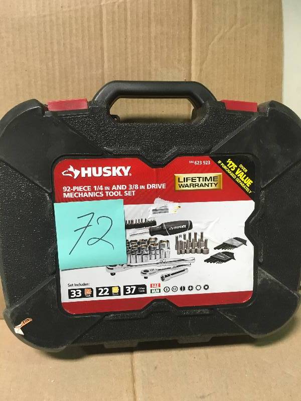 lot 72 image: Husky Mechanics Tool Set (92-Piece)  in like new condition