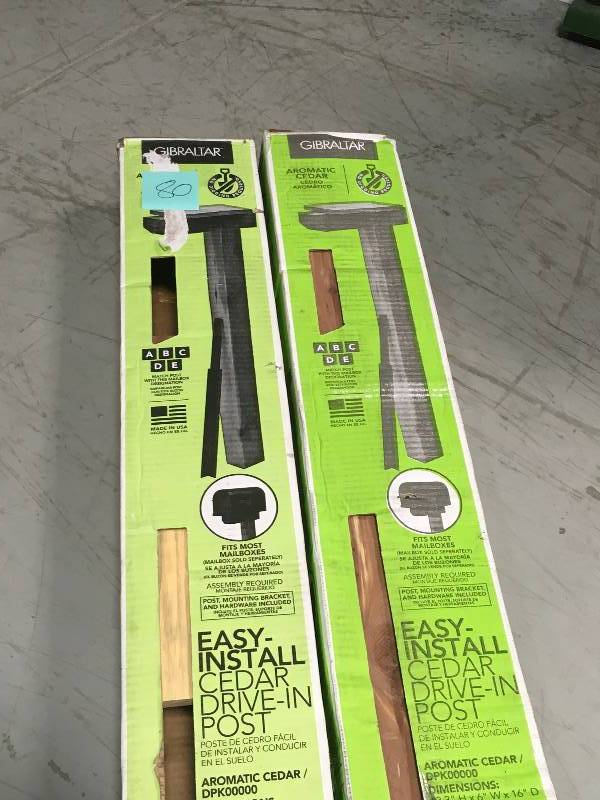 lot 80 image: LOT OF 2 Mailbox Posts Gibraltar Mailboxes Mailboxes Cedar Drive-In Mailbox Post Kit DPK