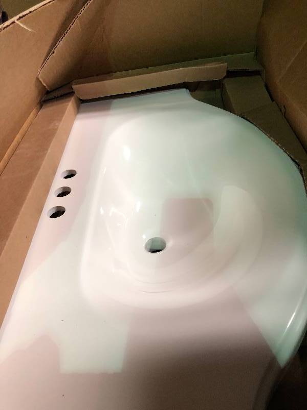 lot 118 image: Glacier Bay Del Mar 30 in. W x 36 in. H x 19 in. D Bathroom Vanity in White with Cultured Marble White Vanity Top not used