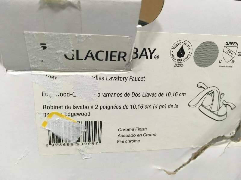 lot 5 image: Glacier Bay Edgewood 4 in. Centerset 2-Handle High-Arc Bathroom Faucet in like new condition