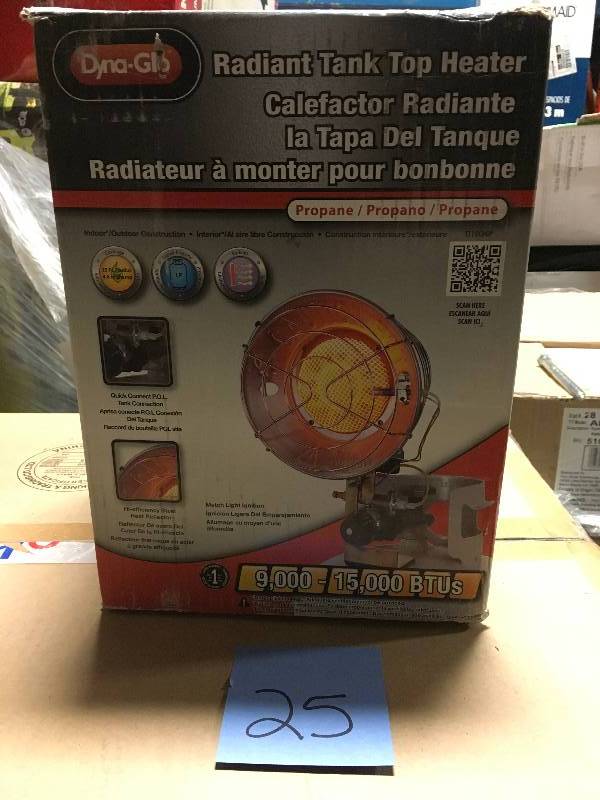 lot 25 image: Dyna-Glo 15K LP Single Tank Top Infrared Heater - CSA not used