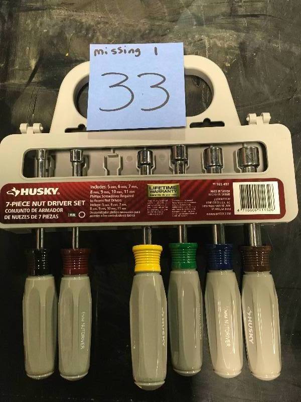 lot 33 image: Husky MM Nut Driver Set (7-Piece) MISSING ONE