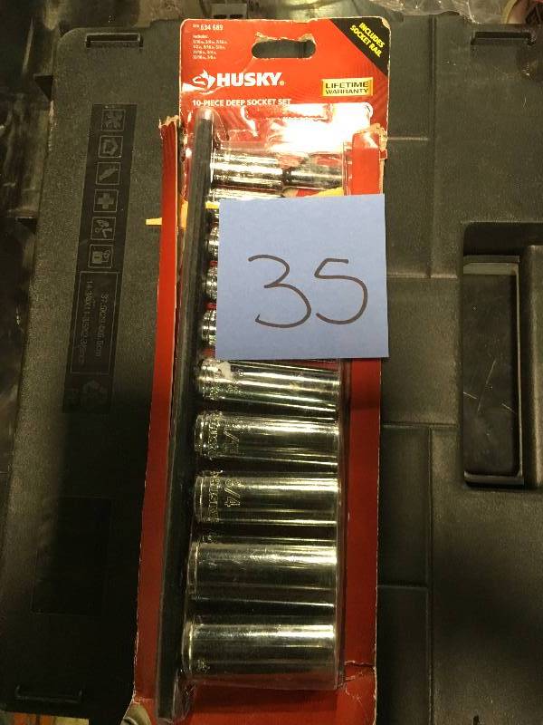 lot 35 image: Husky 38 in. Drive Deep SAE Socket Set not used