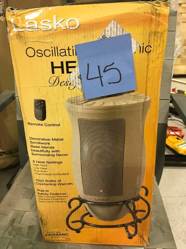 lot 45 image: Lasko Designer Series 1500-Watt Oscillating Ceramic Electric Portable Heater like new